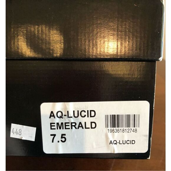 AQUA - 🎉HP🎉 NWT L Sz 7.5 Maeve Reilly Lucio High Heel Slides/Metallic Emerald - Picture 4 of 14